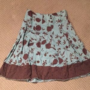 Turquoise and brown floral skirt
